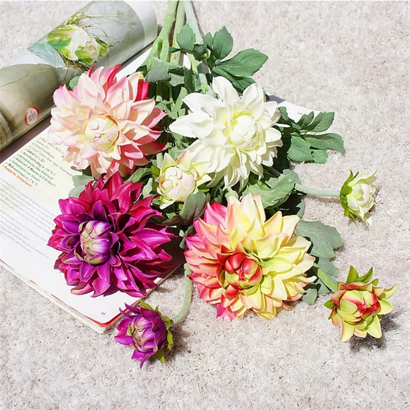 10 шт. поддельные короткие Стволовые туфтинг Dahlia 22 &quotДлина Моделирование