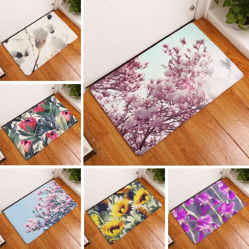 

Bath Mat Flower Printed Mat 40x60cm Toilet Carpet Absorbent Shower Bathroom Mat Outdoor Rugs Doormat Kitchen Floor Mat Wholesale
