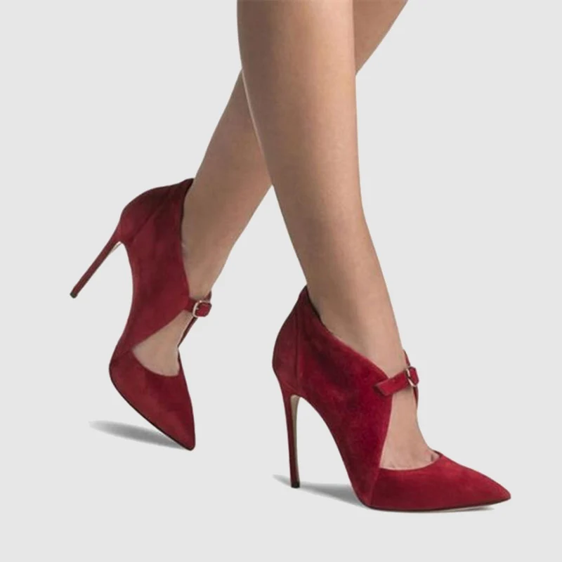 2017 Новое Прибытие женские Насосы с Пряжкой Супер Высокий Каблук Острым Носом