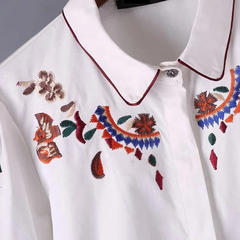 Старинные вышивки женщин с длинным рукавом 2016 весной стиль офис женщины белая
