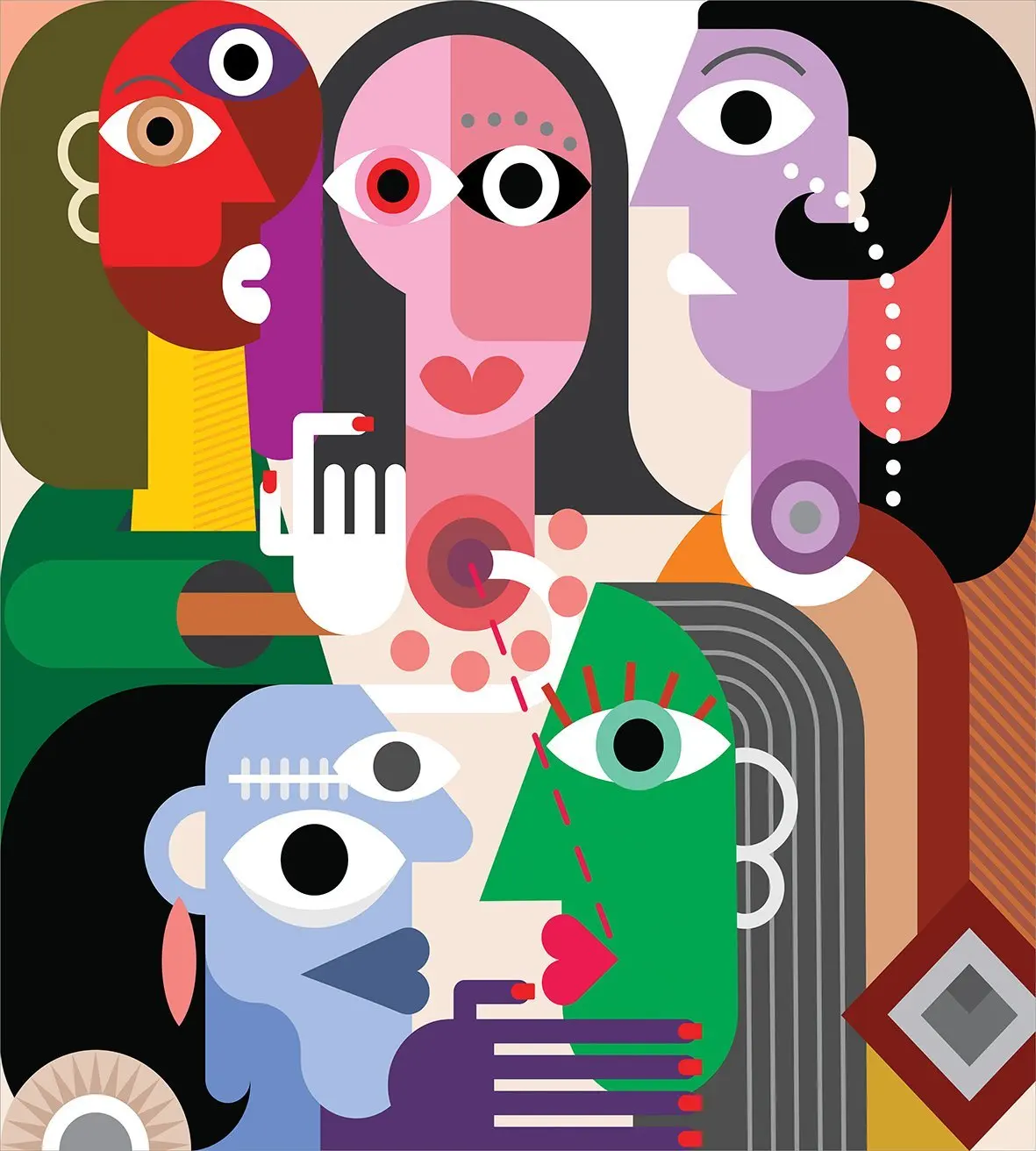 Набор художественных пододеяльников для женщин с эмоциями современные