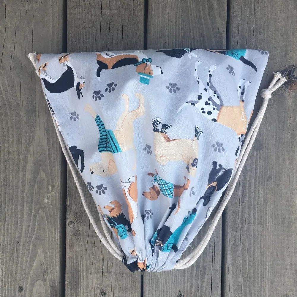 Cotton Twill Drawstring Multi-purpose Bag Party Gift Bag Various Dogs Pet Animals YL73