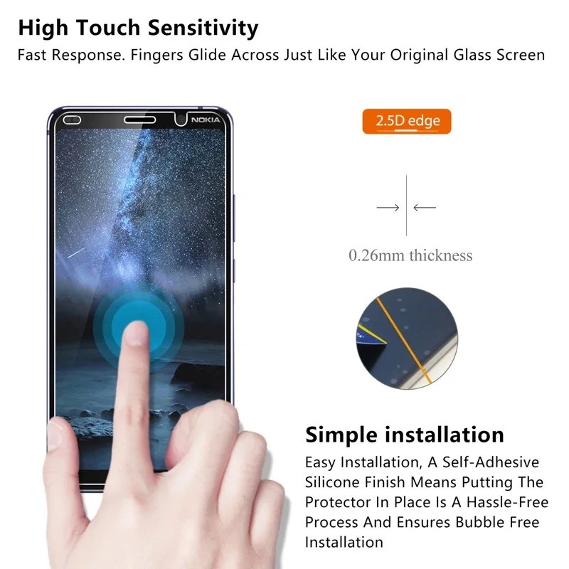 Закаленное стекло премиум класса для Nokia 9 8 1 7 6 5 3 2 Защитная пленка 1|glass for huawei|tempered
