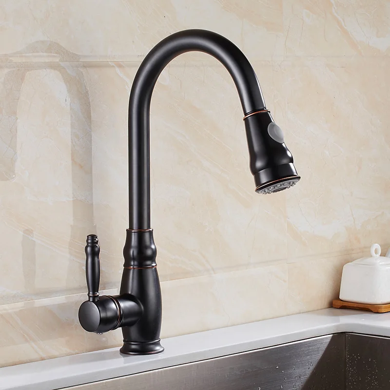 Azeta Golden Pull Out Kitchen Faucet 360 Degree Rotation Torneira Cozinha Deck Mounted Hot Cold Water Sink Tap AT7618G | Обустройство