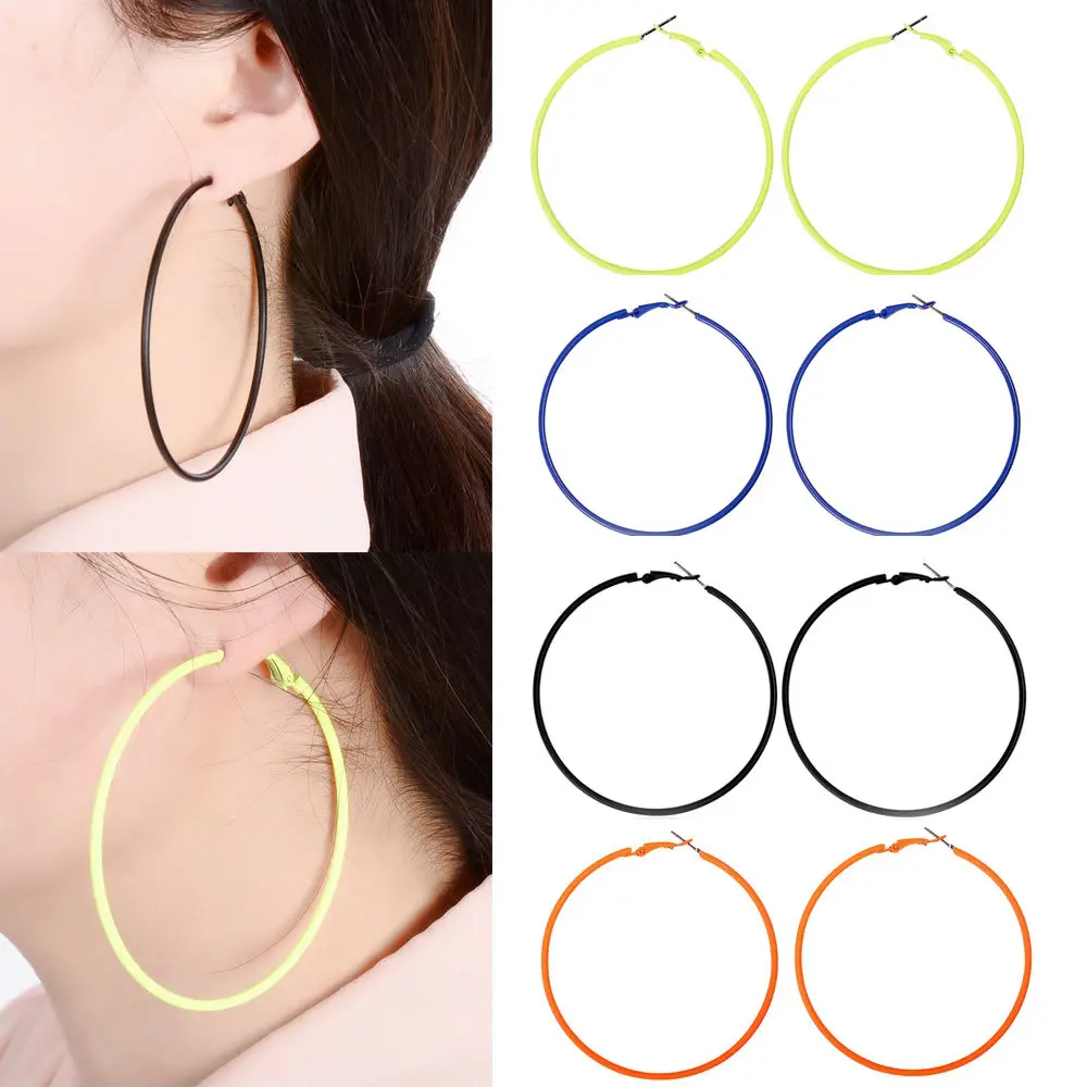 Новый 1 пара Винтаж красочные большой круг Серьги-кольца для Для женщин стимпанк