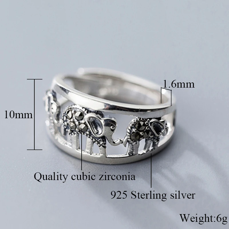 Ретро слон семья Круглый кольцо для женщин подарок на день рождения кубический