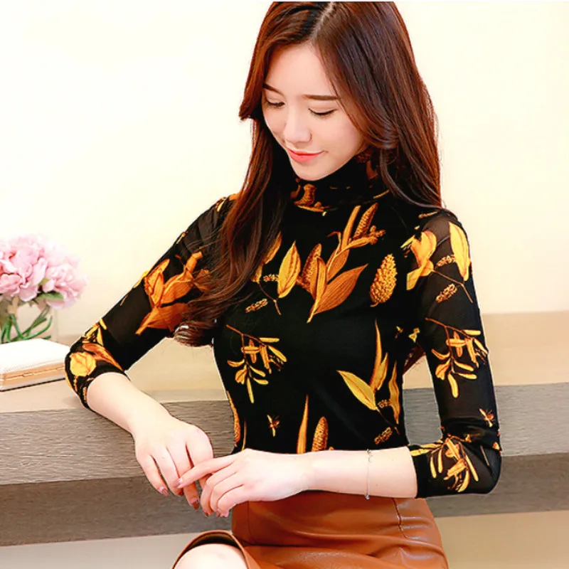 Blusas mujer de moda блуза с длинными рукавами Офисная Женская блузка высоким воротом