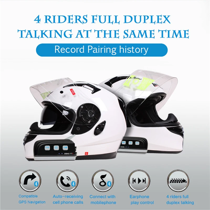 2 шт. Bluetooth-гарнитура для мотоциклетного шлема с FM-радио | Автомобили и мотоциклы