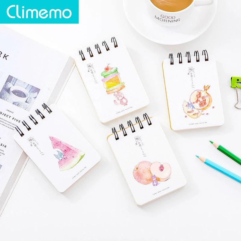 Climemo ins мультфильм блокнот фрукты еда живопись катушки книга Карманный Журнал