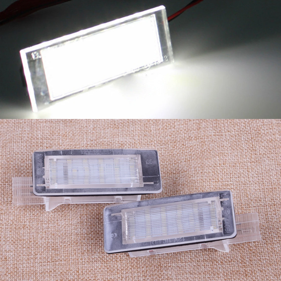 

CITALL 1 Pair 2 Pin 18 LED License Number Plate Light Lamp 8200013577 fit for Renault Espace MK4 Scenic Laguna