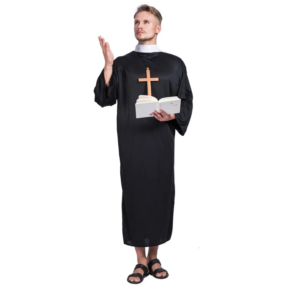 Eraspooky черный сексуальный косплей костюм для взрослых Nun Prinest Slutty женщины папа