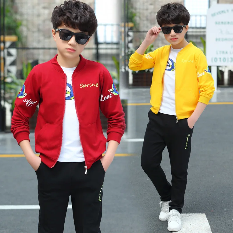 Новые спортивные комплекты из 3 предметов для мальчиков куртка + футболка штаны