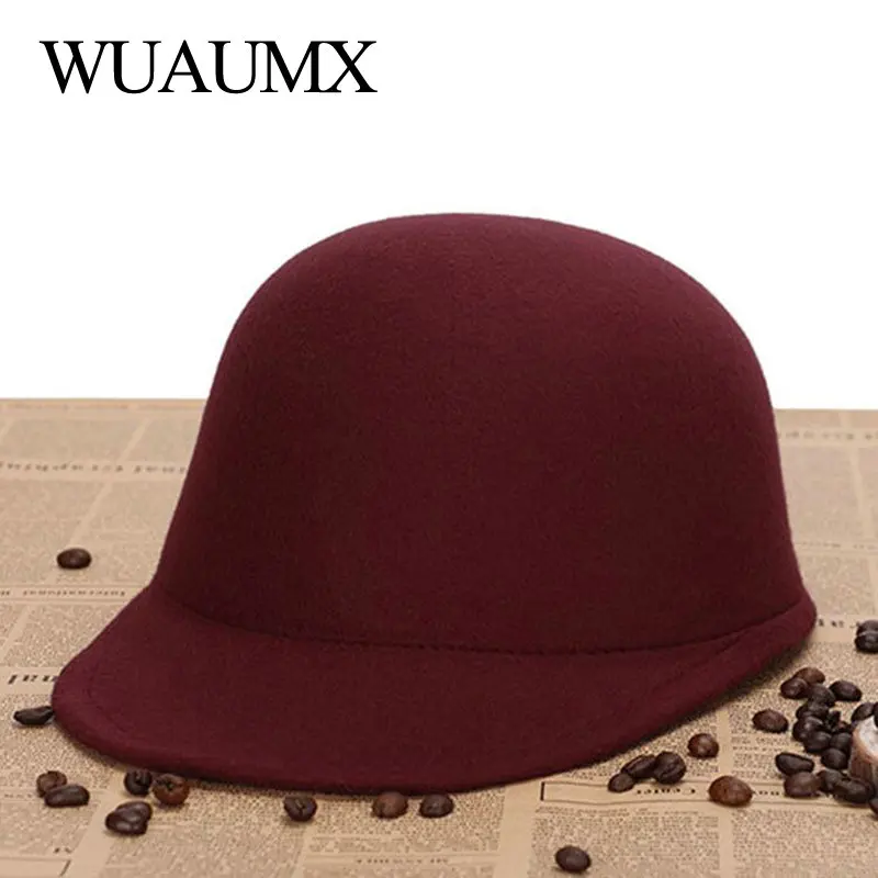 Wuaumx винтажная зимняя фетровая шляпа для женщин кепка верховой езды шапка
