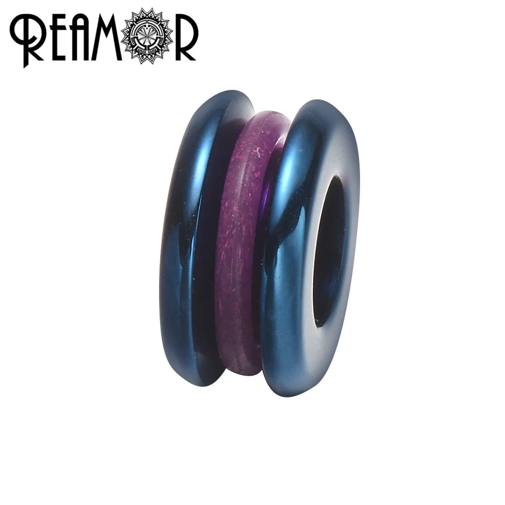 Blue Purple REAMOR Цвет: черный, синий металлический шарик 316l нержавеющая сталь мм 6 мм большое отверстие Круглый Европейский очаровательный фиксатор бусин для ювелирных изделий - Цвет: Blue Purple