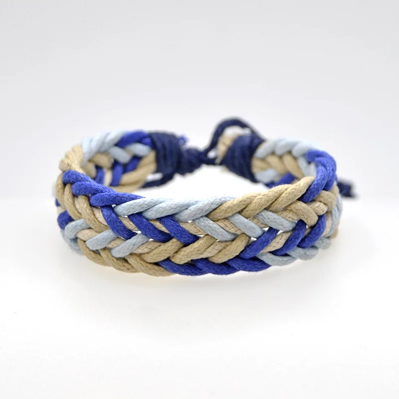 Мужские аксессуары тросы синий цвет хлопок лен смесь веревка браслет для мужчин