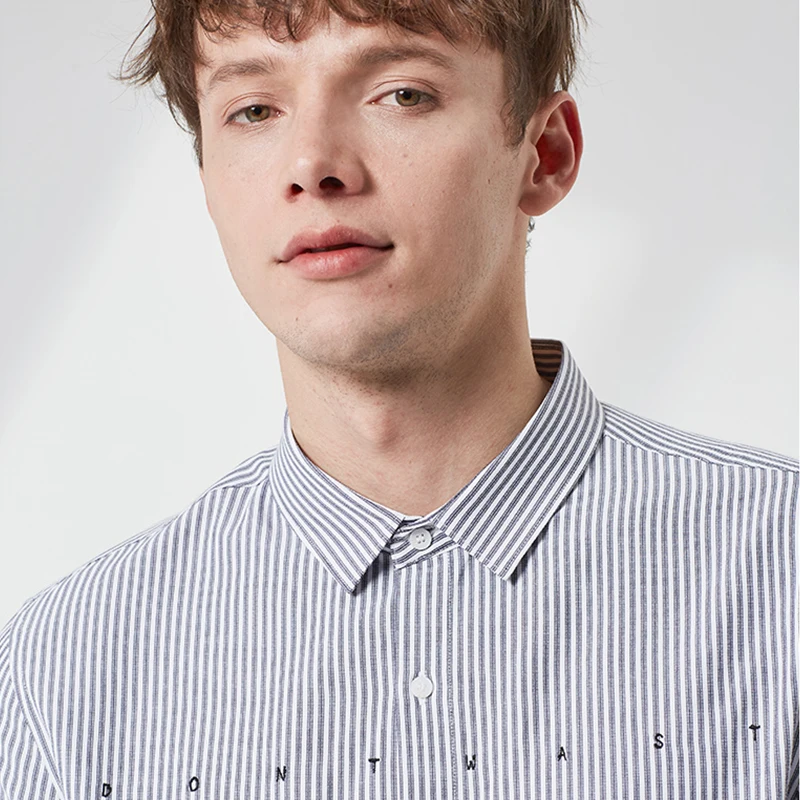 Мужская рубашка в полоску Markless Повседневная с длинным рукавом и буквенным