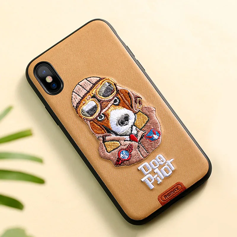 Оригинальный Remax PU Телефонные Чехлы для iphonex X Обложка 3D Вышивка животного iPhone
