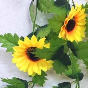 Sunflower Зеленый лист Подсолнух плюща поддельный цветок лоза висящий венок садовый забор домашняя труба-кондиционер свадебное украшение - Цвет: Sunflower