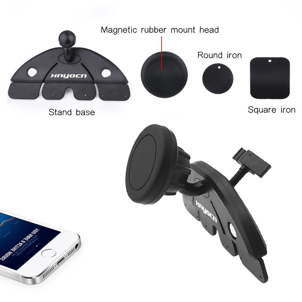 universal adjustable cd player slot smartphone mobile phone car mount holder 360 rotating magnet stand bracket for mobile gps free global shipping