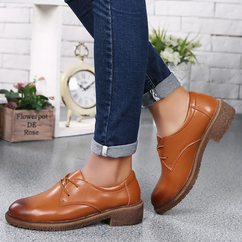 Обувь 2017 Дамская обувь из натуральной кожи Туфли без каблуков 3 Цвета лоферы на