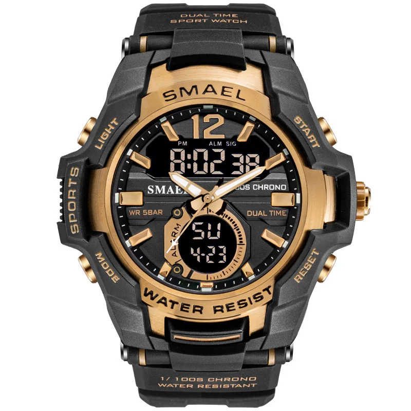 

SMAEL Sport Watch Men Fashion Casual Alarm Clock 50M Waterproof Military Chrono Dual Display Wristwatches Relogio Masculino