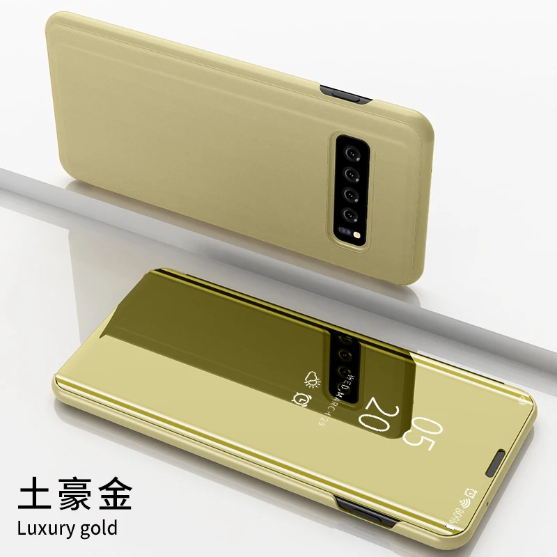 Роскошный чехол для телефона Samsung Galaxy S10 5G (6 7 дюйма) 2019 PC зеркальный флип Кожаные