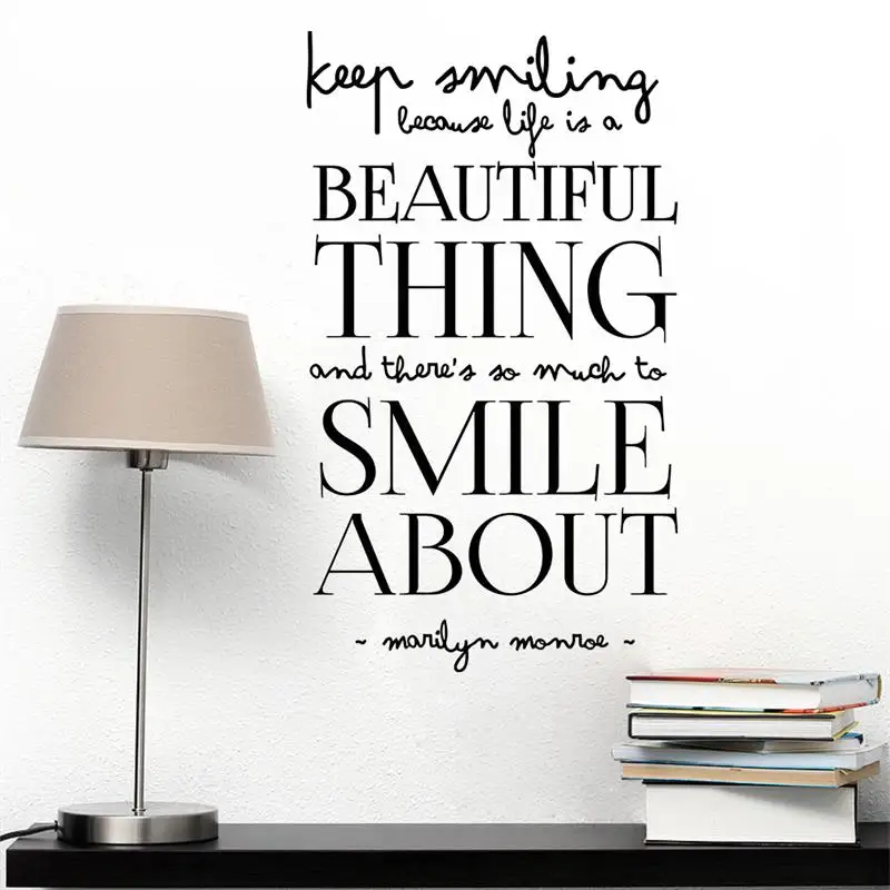 Keep Smiling Life красивый настенный стикеры Семейные виниловые съемные настенные