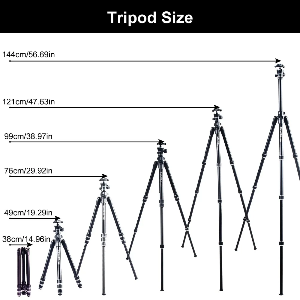 Профессиональный портативный дорожный алюминиевый штатив ASHANKS с шаровой