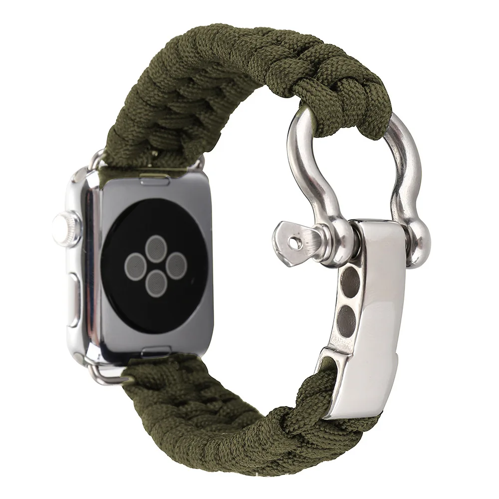 Для iWatch Apple Watch 38 мм 42 мужской браслет из нейлоновой веревки для выживания ремешок