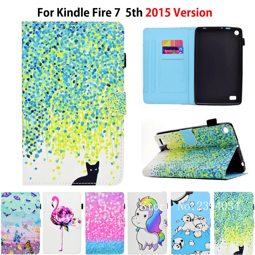 Чехол для Amazon Kindle Fire 7 чехол 2015 5 го поколения Модный с рисунком кошки силиконовый