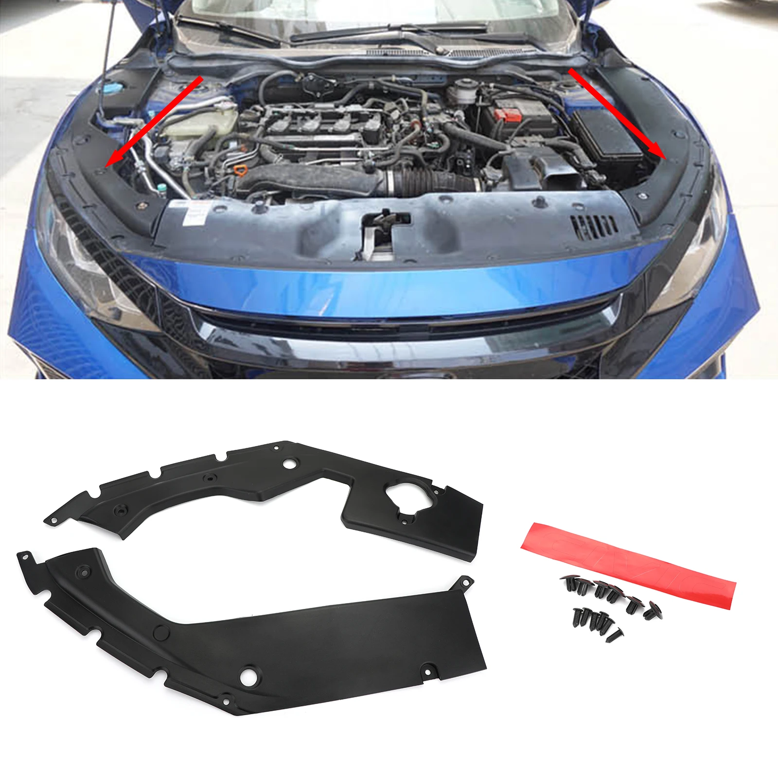 Areyourshop 2X двигатель Bay боковые панельные крышки заменить планки для Honda Civic 10th Gen- двигатель Bay боковые панельные крышки планки