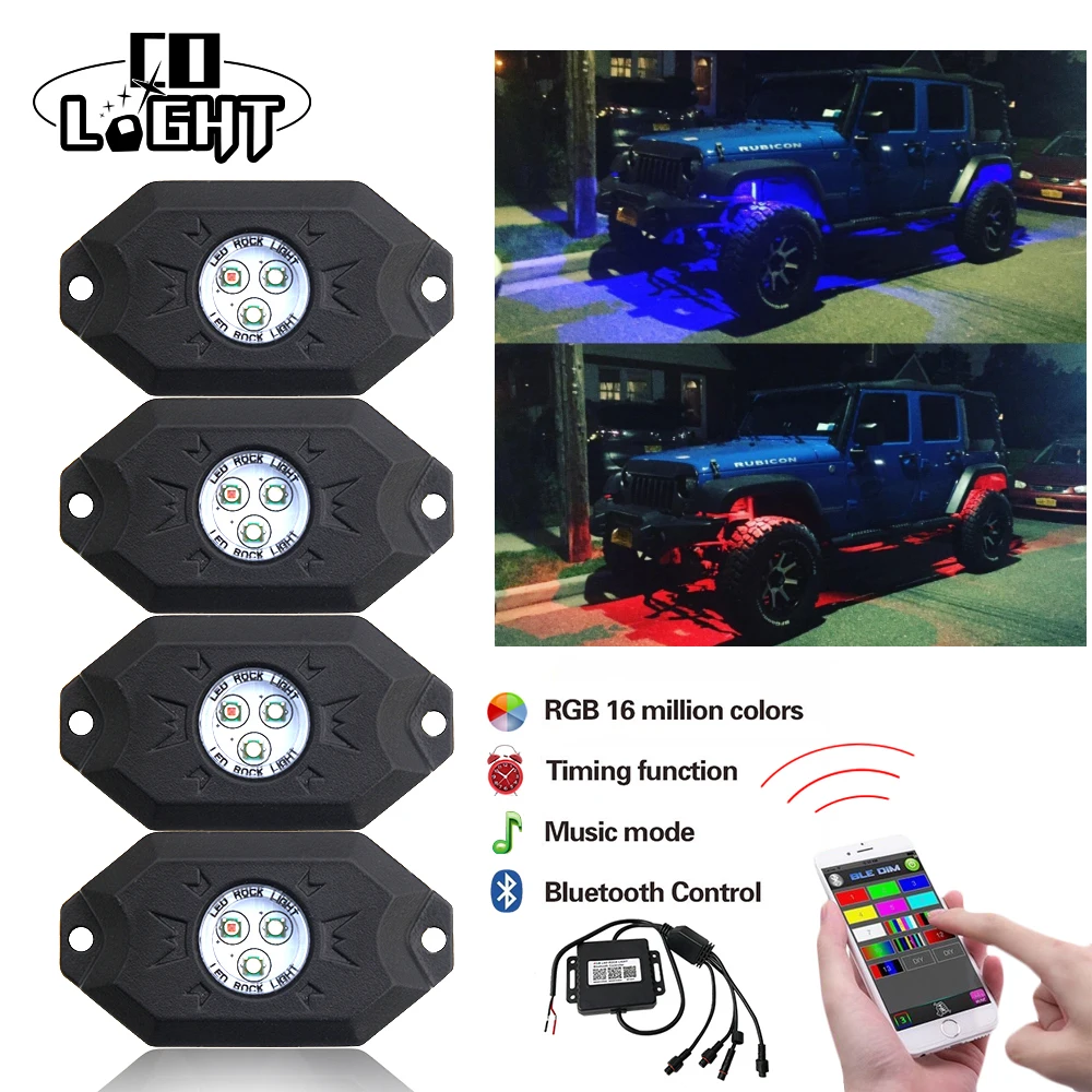 CO светильник 4 шт. RGB светодиодный светильник s 9 Вт RGB Bluetooth приложение управление синхронизацией и музыкой и мигающий светильник s& подземное колесо задний светильник