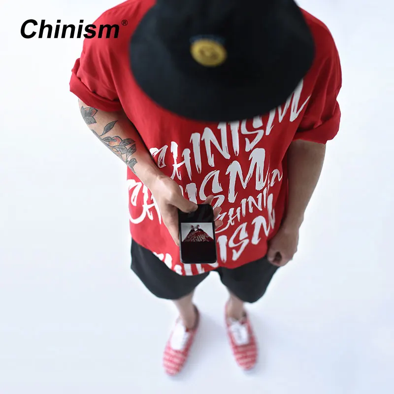 Оригинальный бренд CHINISM Мужская футболка с буквенным принтом большие размеры
