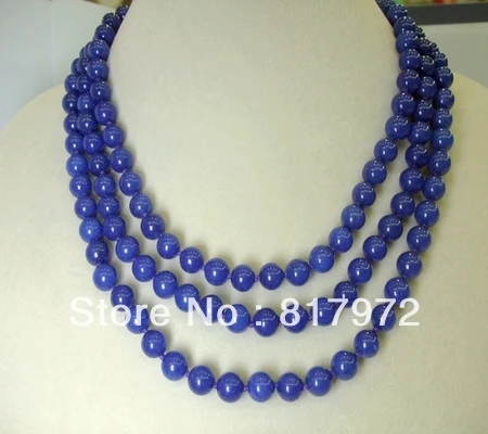 

Glamour Simple style 8mm blue Bead Necklace Woman Party Gift Length 120cm