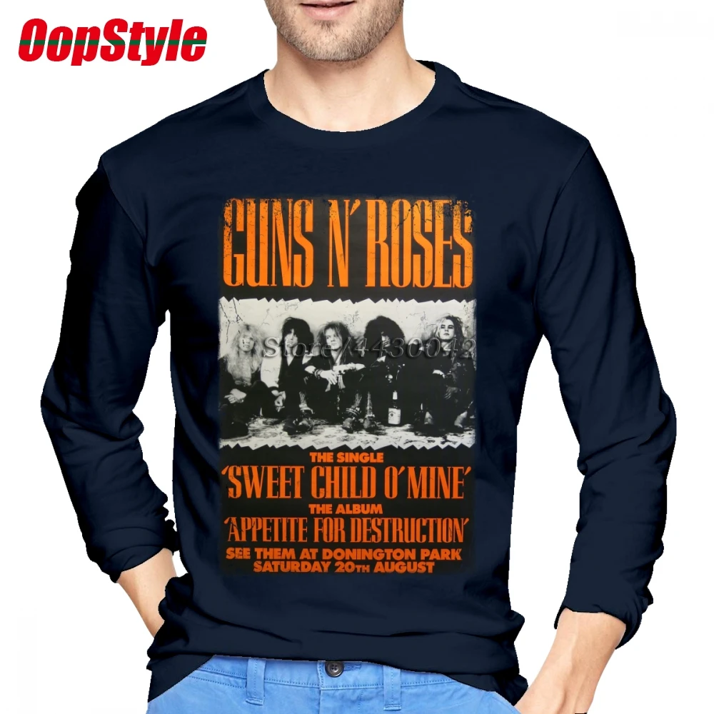 Винтажная Мужская хлопковая футболка с длинными рукавами Guns N Roses Прямая поставка