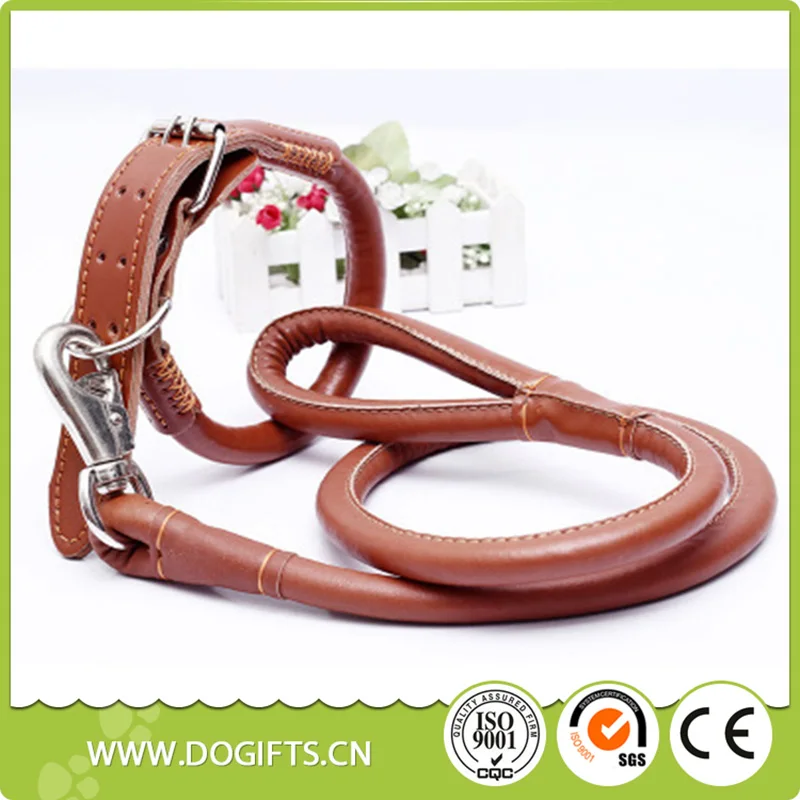 Круглый Веревку Кожаные Ошейники и Поводки Установить Черный Коричневый Кофе 3