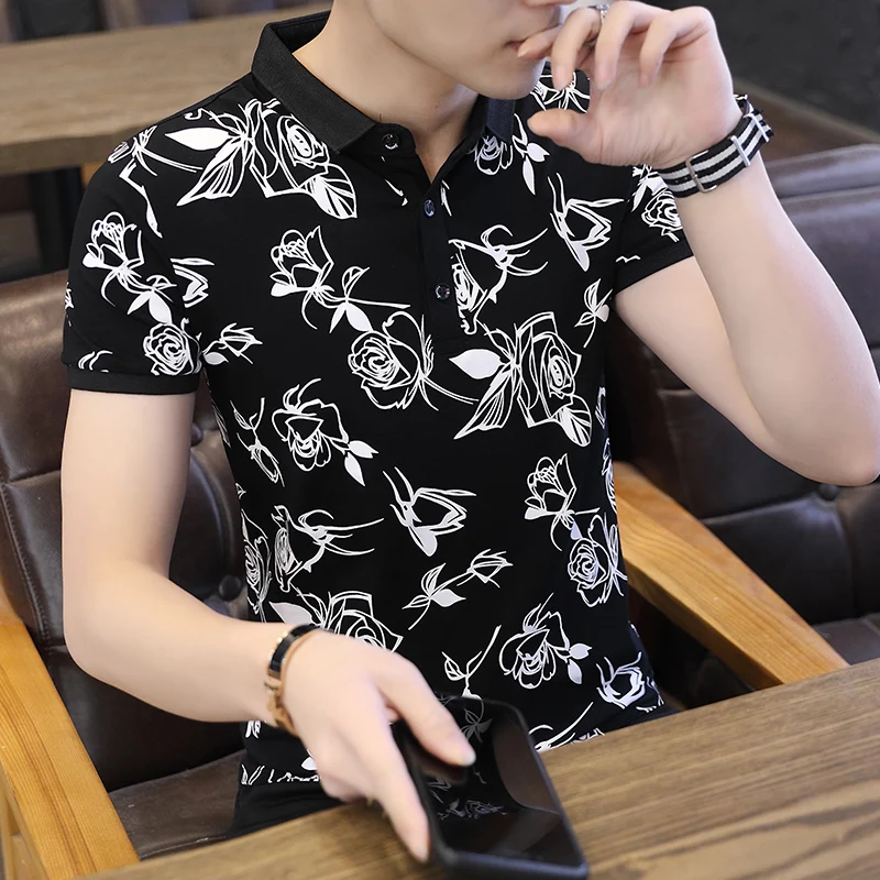 Модная одежда с отворотом снизу 2019 летняя модная мужская рубашка поло новый