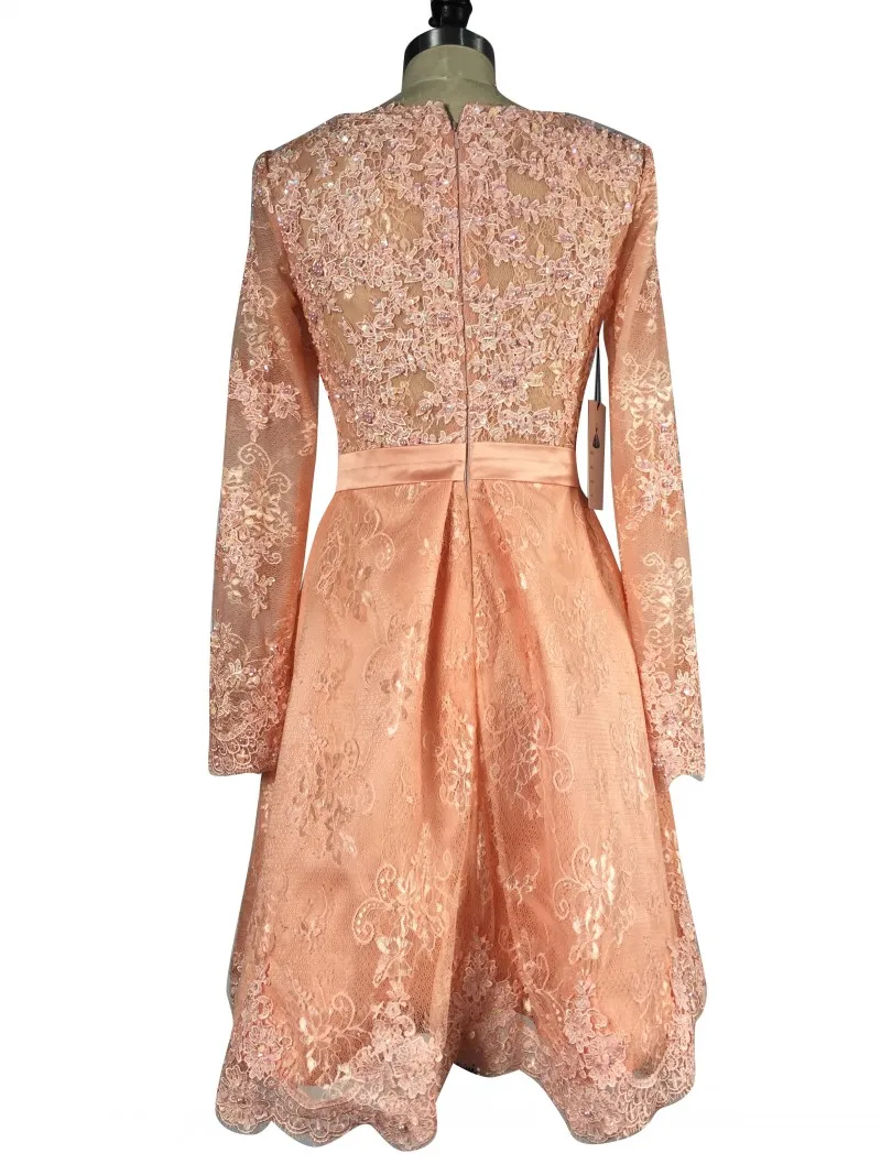 Красивое коктейльное платье с длинными рукавами сексуальные мини аппликация