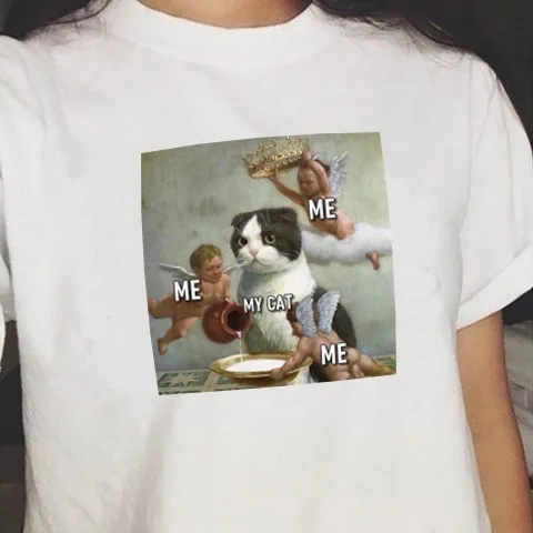 Kuakuayu HJN Me My Cat графическая футболка Летняя Милая женская футболка короткий рукав модная футболка