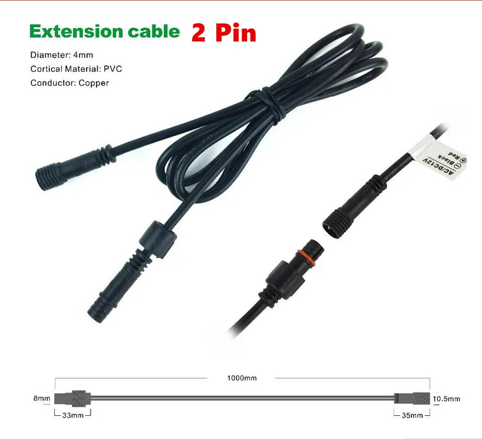2-контактный водонепроницаемый коннектор-адаптер винтовой замок электрический