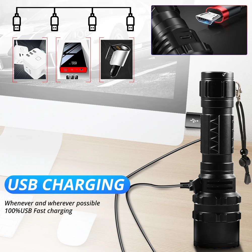 Мощный светодиодный фонарь XHP50.2 Xlamp алюминиевый охотничий водонепроницаемый L2 с 5