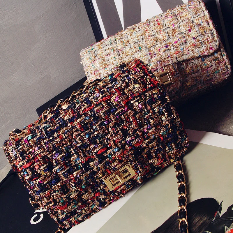 Новинка 2019 женская модная шерстяная маленькая квадратная сумка с замком через