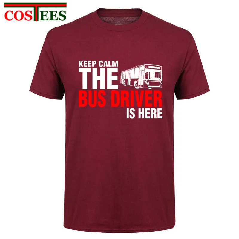Летняя стильная футболка для отдыха с надписью Keep Calm The Bus Driver Is Here Мужская