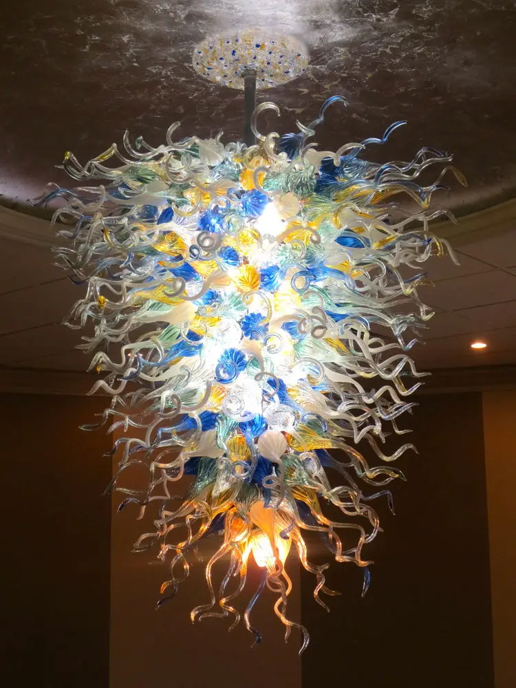 

Hotel Home Decorative Glass Chandelier Lamp Indoor Decoration LED Light Source Hand blown Murano Colored Art Glass Chandelier