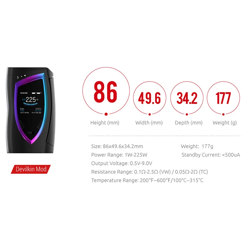 Испаритель SMOK Devilkin Kit 225 Вт вейп комплект электронной сигареты VS Mag 8 мл TFV12 Prince Tank
