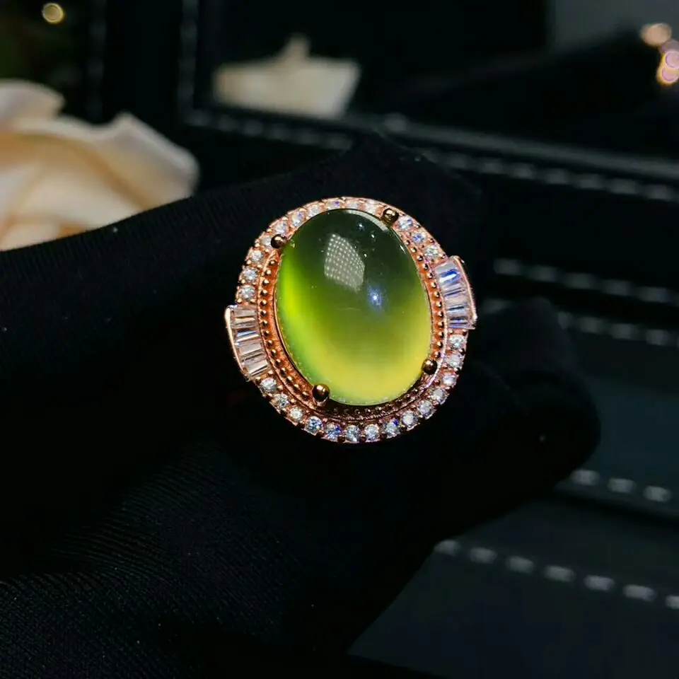 Женское кольцо и ожерелье из серебра 925 пробы с крупным натуральным драгоценным