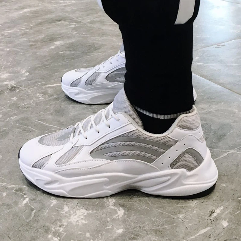 2019 Spring fashion men casual shoes mesh leather platform Reflective sneakers Ladies white Trainers chaussure femme | Обувь