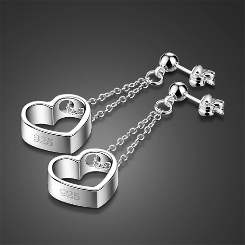 Серебряный Цвет длинной кисточкой падение серьги Мода Для женщин роскошные Твердые стерлингового серебра 925 Длинные Висячие серьги для Для женщин ювелирные изделия