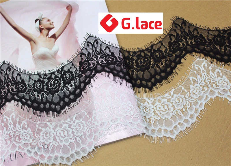 GLace 9 м/лот 8 см широкий черный и белый цвета кружево ресниц ручной работы diy
