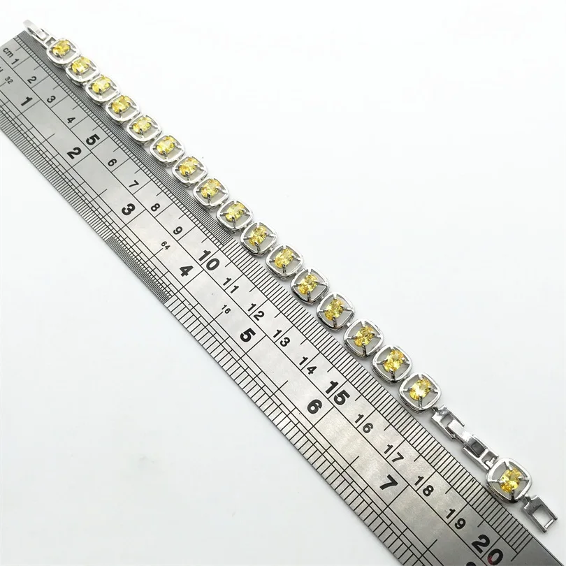 

Gold yellow Zircon Stone Bracelets 10KT White Gold Filled Women Charm Bracelet pulseiras femininas High Quality